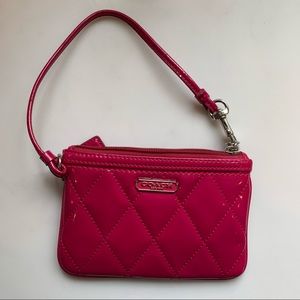 Coach pink wristlet, quilted patent leather